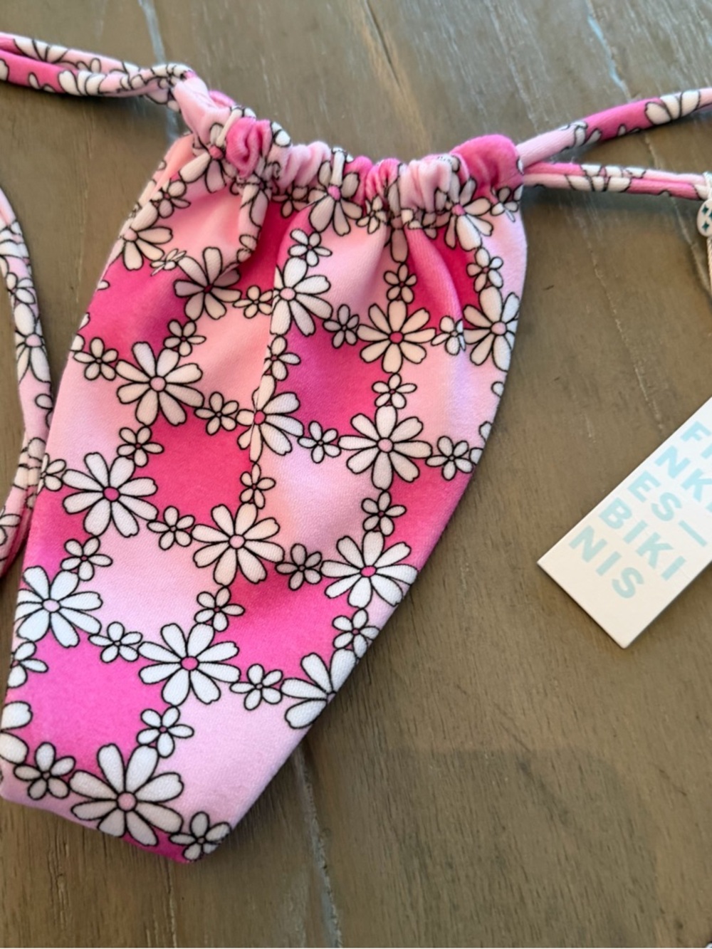 Frankie's Bikinis Pink Floral String Bikini Bottom - Picture 6 of 7